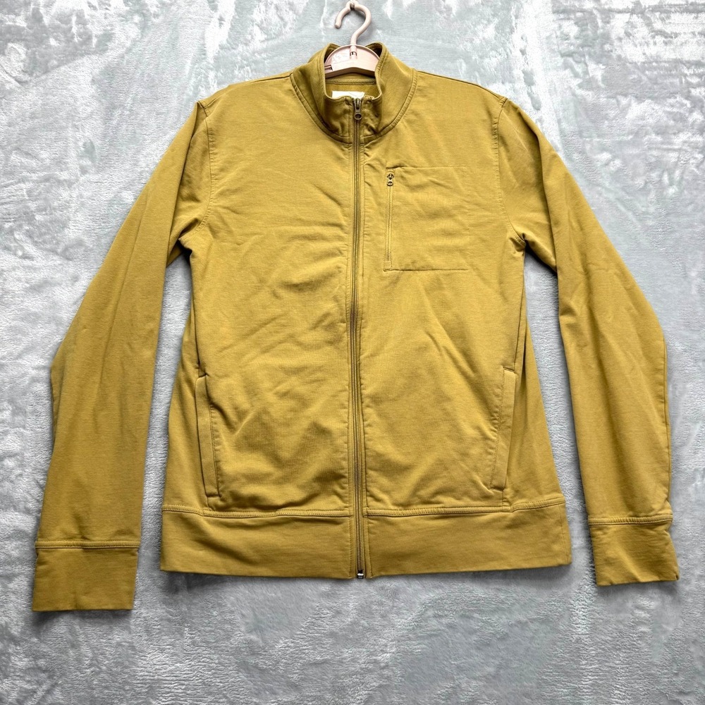 Pact‎ Sweater Jacket Men's Medium Yellow Full Zip Knit Organic Cotton